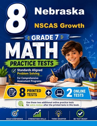 The Nebraska NSCAS Growth Grade 7 Math Practice Tests Bundle workbook image for standards-aligned Nebraska NSCAS Growth Grade 7 Math practice