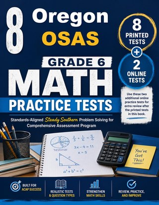 The Oregon OSAS Grade 6 Math Practice Tests Bundle workbook image for standards-aligned Oregon OSAS Grade 6 Math practice