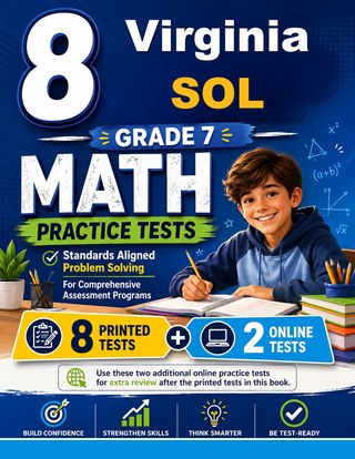 The Virginia SOL Grade 7 Math Practice Tests Bundle workbook image for standards-aligned Virginia SOL Grade 7 Math practice