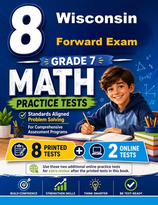 The Wisconsin Forward Exam Grade 7 Math Practice Tests Bundle workbook image for standards-aligned Wisconsin Forward Exam Grade 7 Math practice