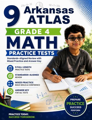 The Arkansas ATLAS Grade 4 Math Practice Tests Bundle workbook image for standards-aligned Arkansas ATLAS Grade 4 Math practice