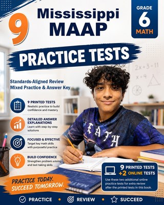 The Mississippi MAAP Grade 6 Math Practice Tests Bundle workbook image for standards-aligned Mississippi MAAP Grade 6 Math practice