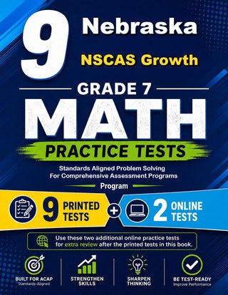 The Nebraska NSCAS Growth Grade 7 Math Practice Tests Bundle workbook image for standards-aligned Nebraska NSCAS Growth Grade 7 Math practice