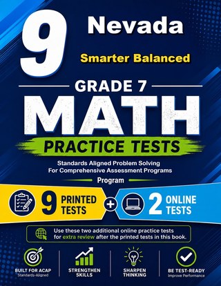 The Nevada Smarter Balanced Grade 7 Math Practice Tests Bundle workbook image for standards-aligned Nevada Smarter Balanced Grade 7 Math practice
