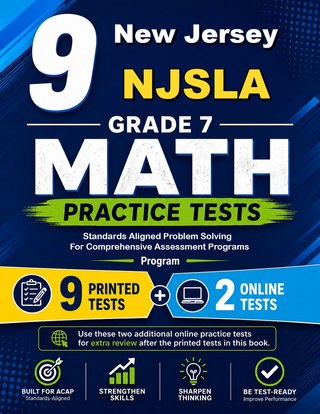 The New Jersey NJSLA Grade 7 Math Practice Tests Bundle workbook image for standards-aligned New Jersey NJSLA Grade 7 Math practice