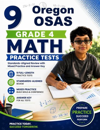The Oregon OSAS Grade 4 Math Practice Tests Bundle workbook image for standards-aligned Oregon OSAS Grade 4 Math practice