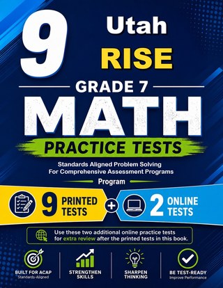 The Utah RISE Grade 7 Math Practice Tests Bundle workbook image for standards-aligned Utah RISE Grade 7 Math practice