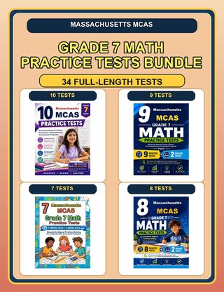 The Massachusetts MCAS Grade 7 Math Practice Tests Bundle