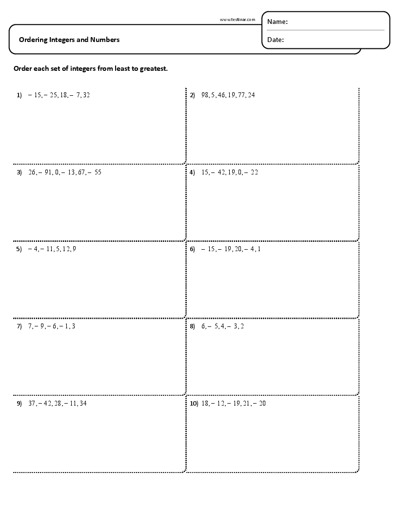 Ordering Integers and Numbers