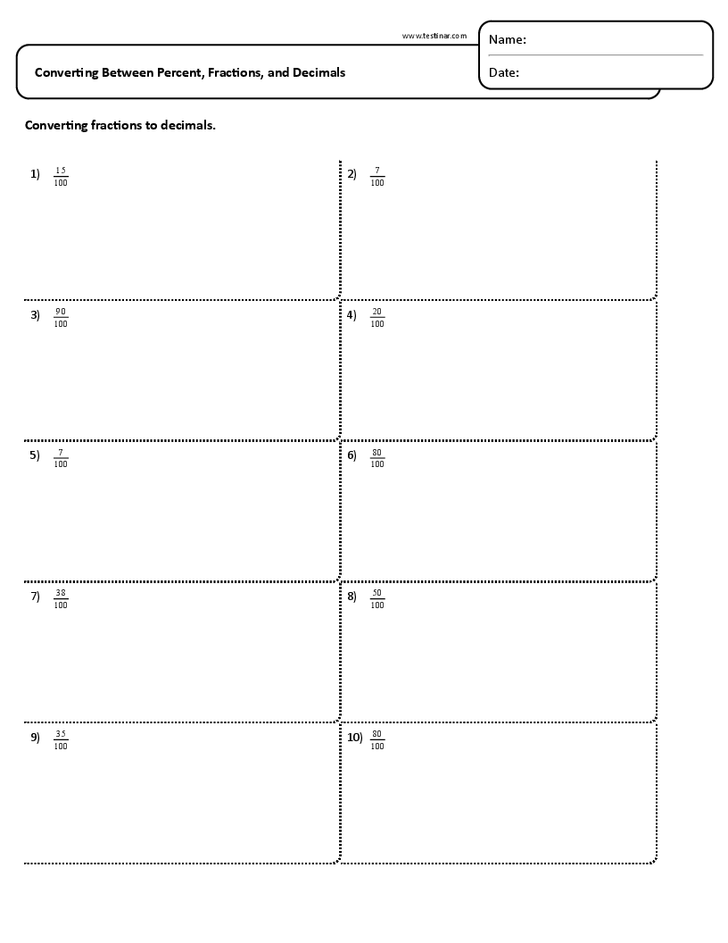 Converting Between Percent, Fractions, and Decimals