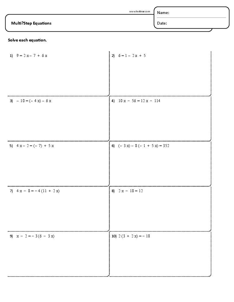 Multi Step Equations