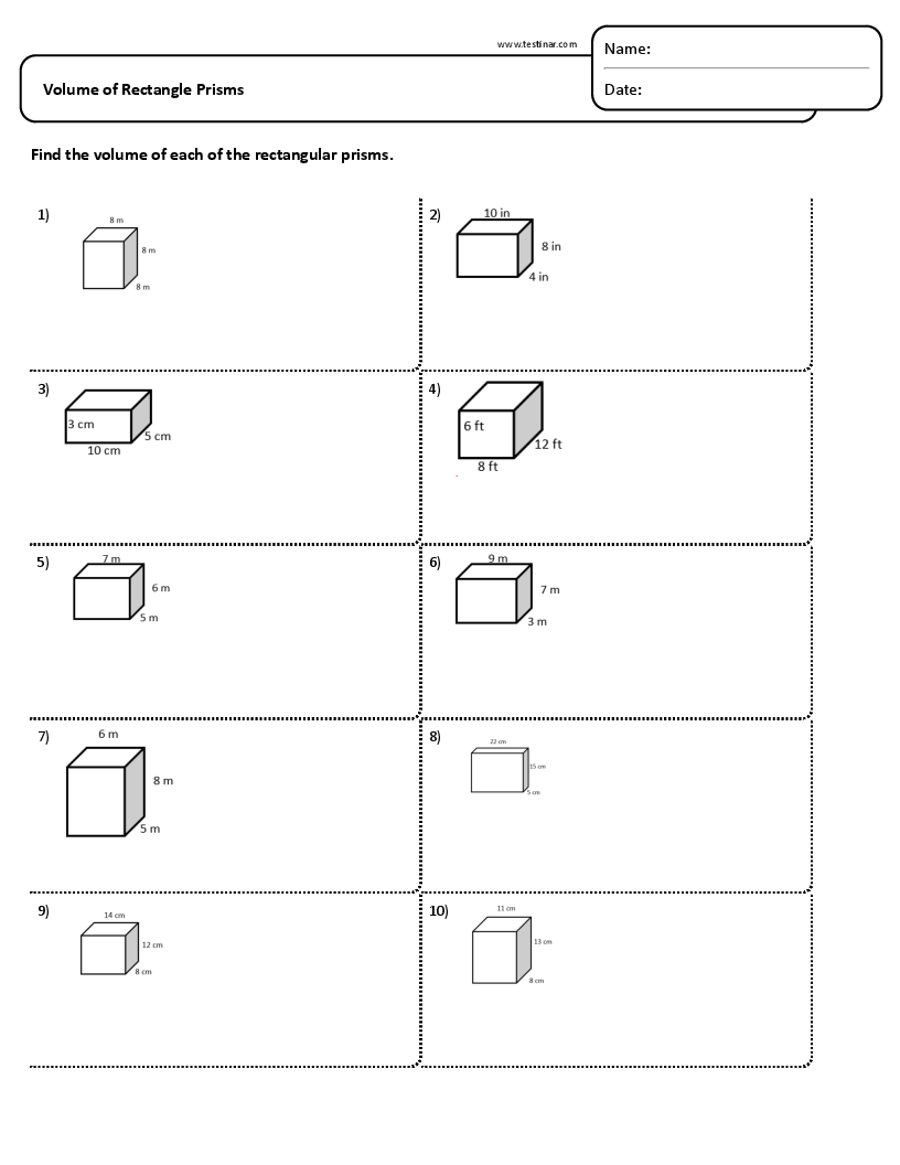 Volume of Rectangle Prisms