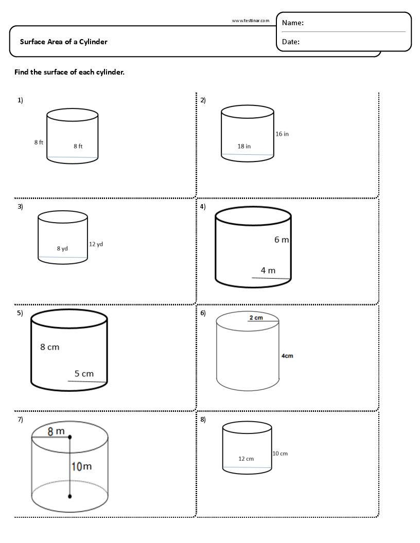 Surface Area of a Cylinder