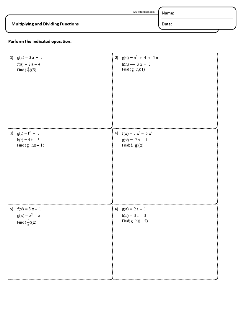 Multiplying and Dividing Functions