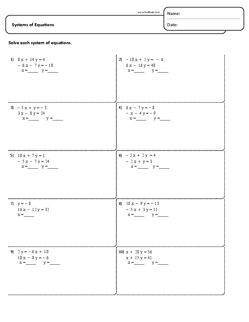 Systems of Equations 