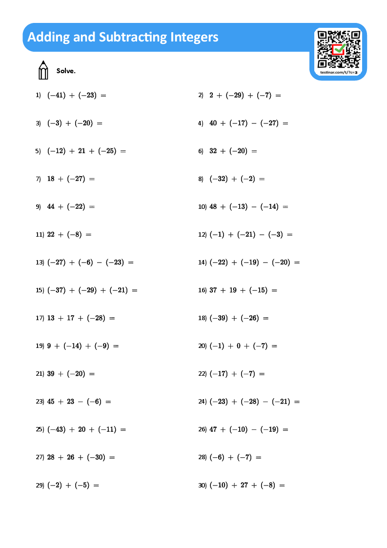 Adding and Subtracting Integers