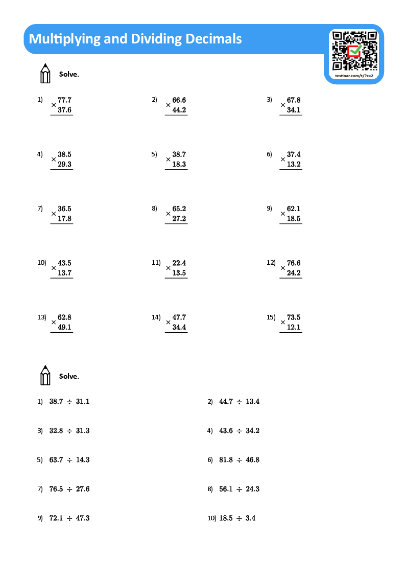 Multiplying and Dividing Decimals