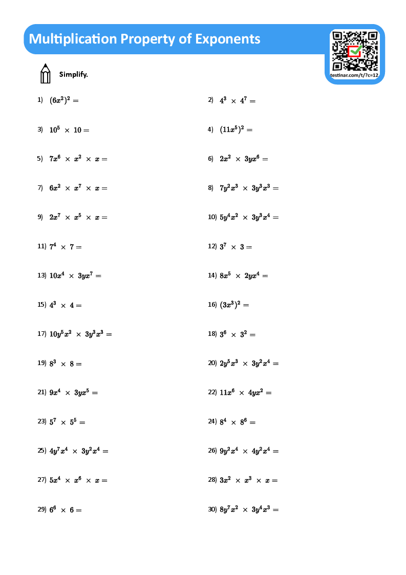 Multiplication Property of Exponents