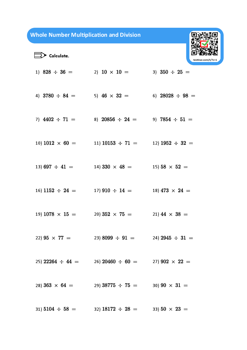 Whole Number Multiplication and Division