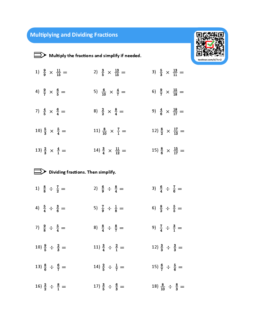 Multiplying and Dividing Fractions