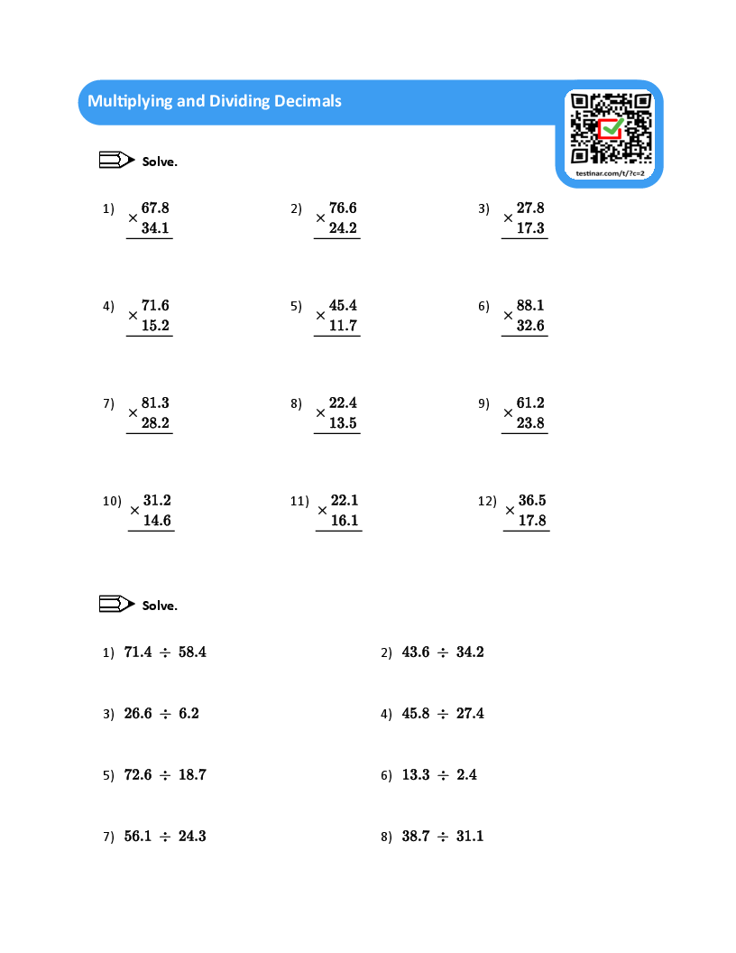 Multiplying and Dividing Decimals