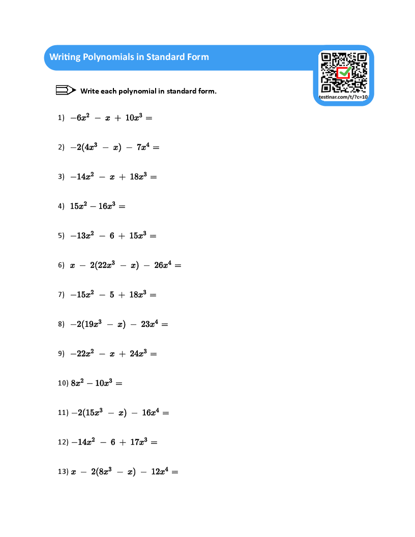 Writing Polynomials in Standard Form