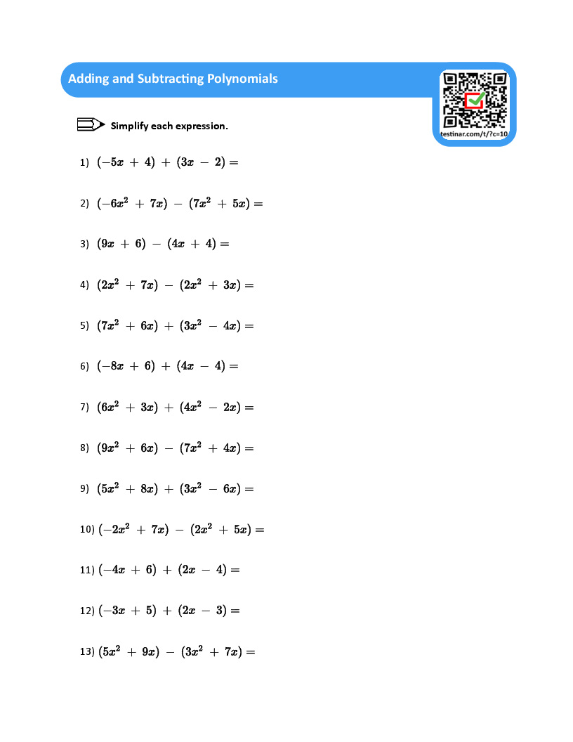 Adding and Subtracting Polynomials