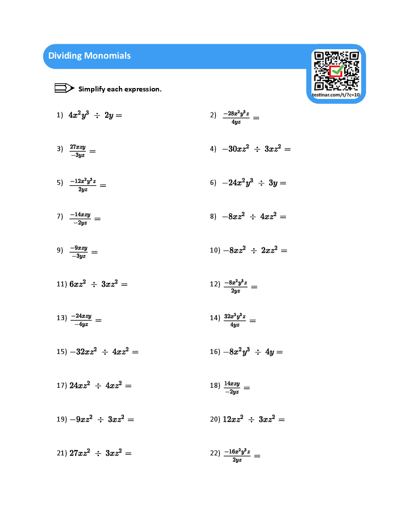 Dividing Monomials