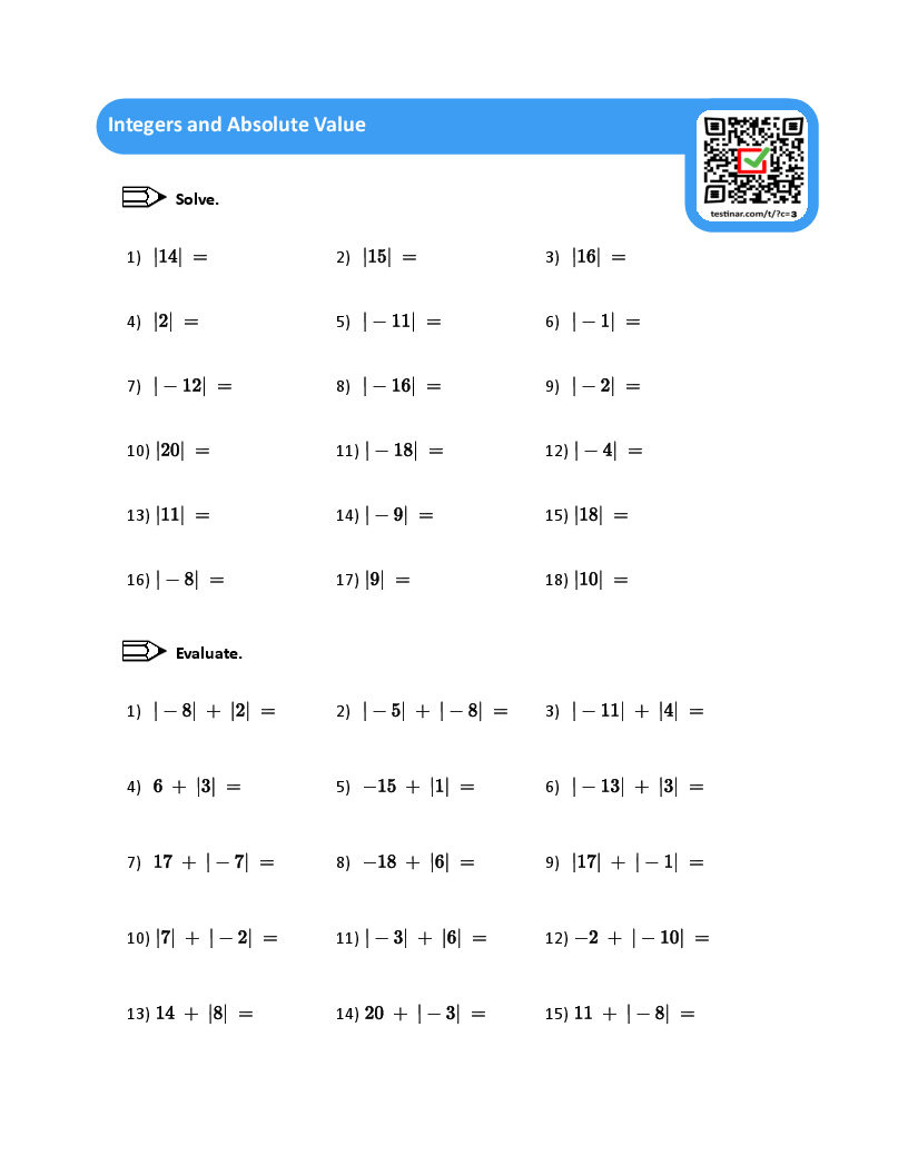 Integers and Absolute Value