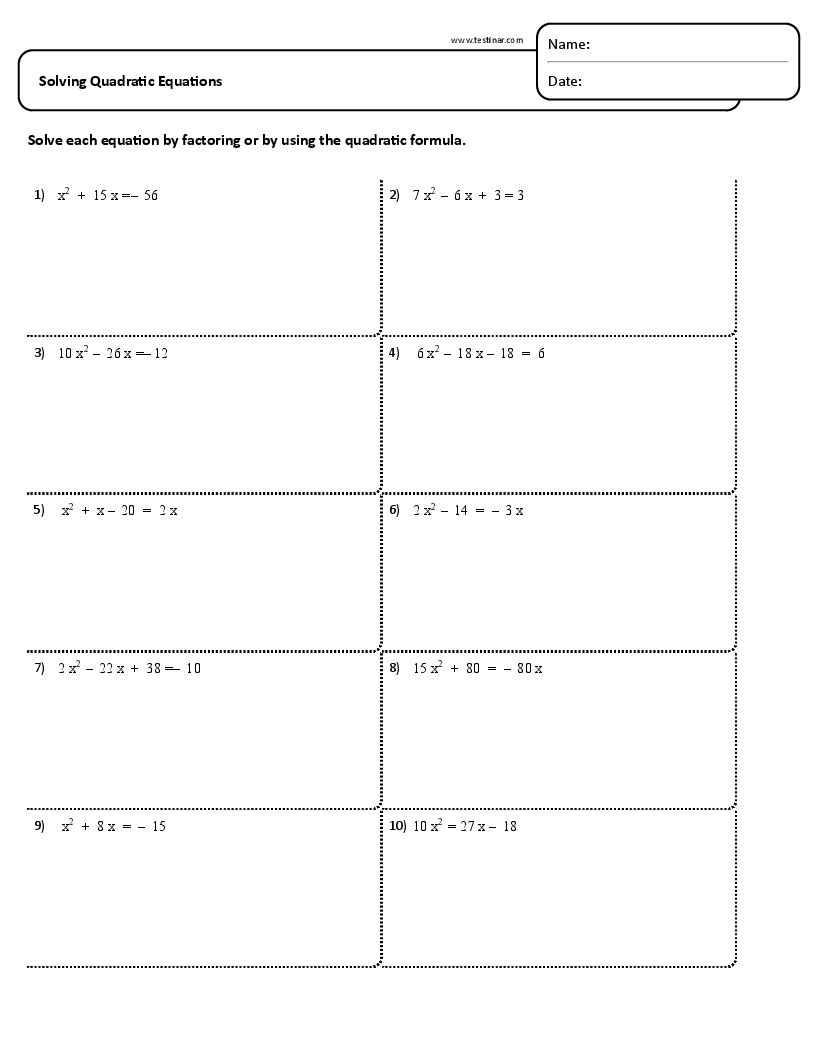 Solving Quadratic Equations