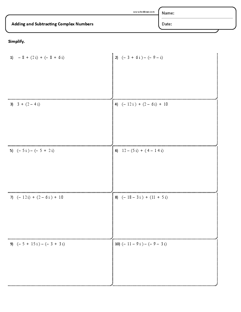 Adding and Subtracting Complex Numbers