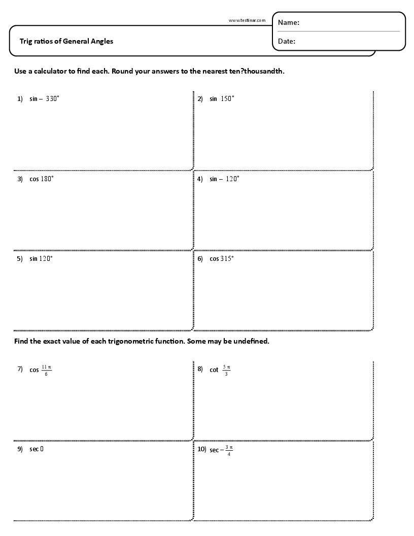 Trig ratios of General Angles