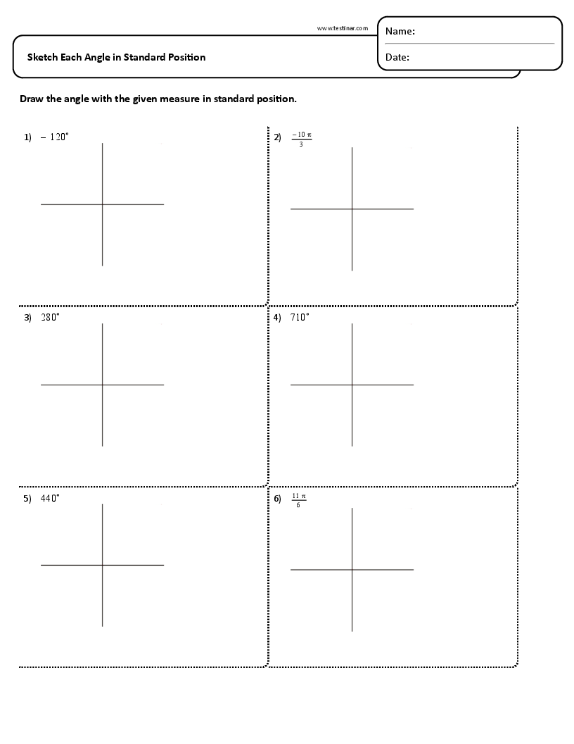 Sketch Each Angle in Standard Position