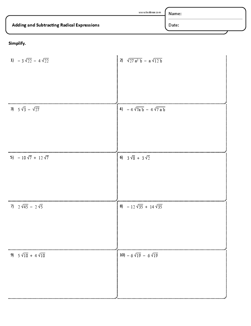 Adding and Subtracting Radical Expressions