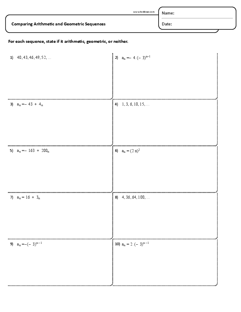 Comparing Arithmetic and Geometric Sequences