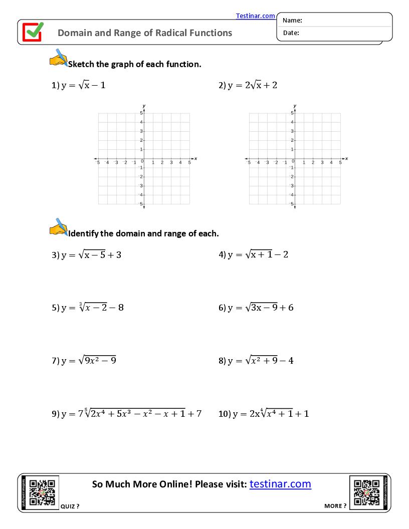 Domain and Range of Radical Functions